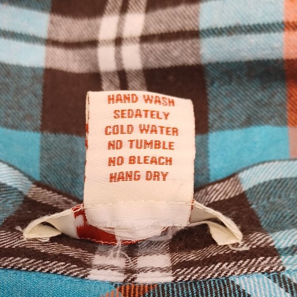 Sundance Hayden Creek Blue Plaid Flannel Peplum Top Plaid Size Large - Picture 12 of 15